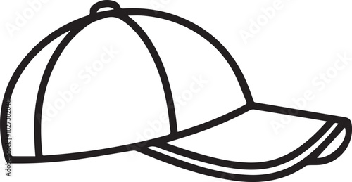 Modern line art of a baseball cap illustration for fashion design, sports branding, or apparel mockup, perfect for a clean, minimalist aesthetic and versatile use