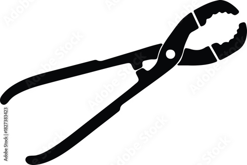 Illustration groove joint pliers black silhouette vector