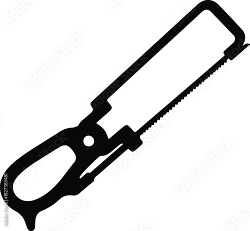 Illustration Hacksaw tool equipment for woodworking and crafting silhouette vector