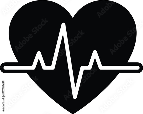 Illustration heart pulse line medical cardiology symbol silhouette vector