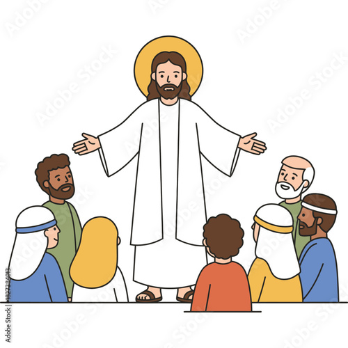 Jesus Christ with Disciples Illustration religion christianity spiritual bible faith god holy divine