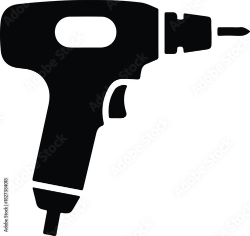 Illustration of a simple black cordless drill silhouette vector