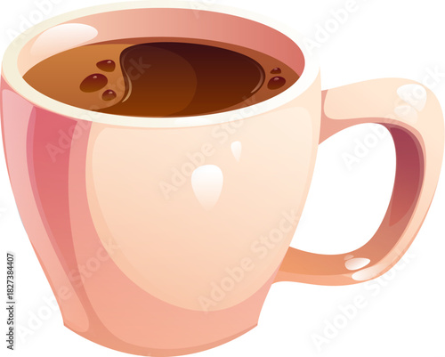 Cartoon coffee cup drink or hot tea of cafe beverage in porcelain mug, vector espresso. Cartoon coffee cup with hot steam for morning breakfast of americano or cappuccino and black coffee cup