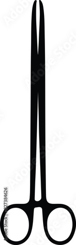 Illustration surgical hemostatic forceps black and white silhouette vector