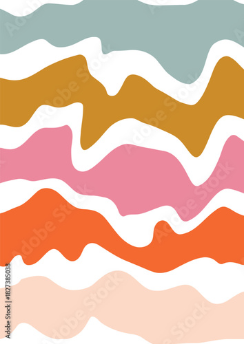 Abstract wavy stripes background with soft pastel colors.Perfect for posters, branding, packaging and digital design.Vector illustration.