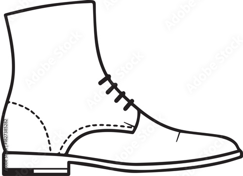 Sophisticated lace-up ankle boot design, sleek and modern style, perfect for fashion, design, or retail projects, elegant footwear illustration for style guides