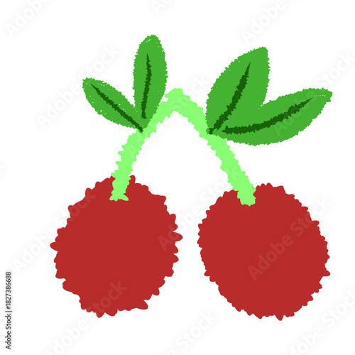 vector illustration of an cherry with leaves