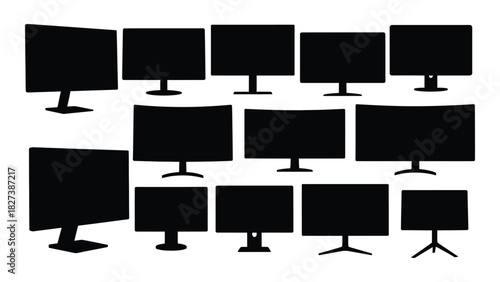 Monitor silhouettes collection isolated on white background, Vector
