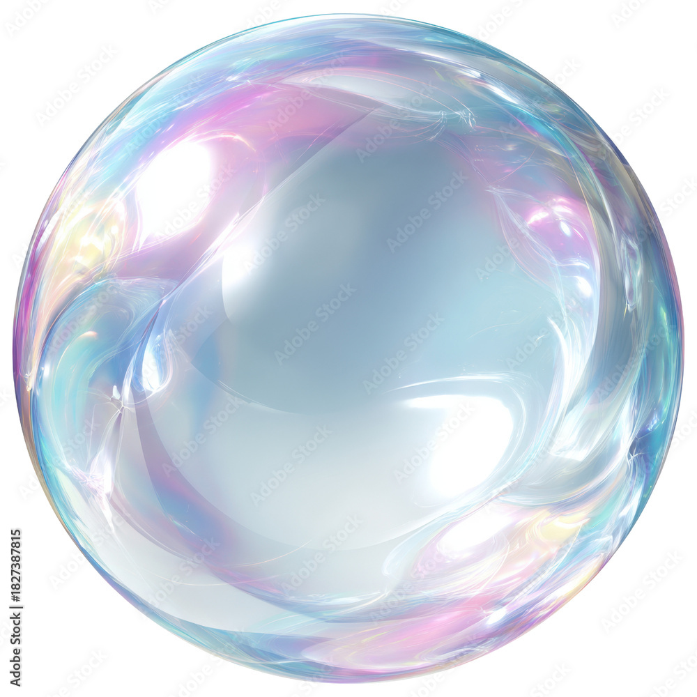 Fototapeta premium Iridescent Sphere With Swirling Colors And Light Reflections On Black ball rainbow, Png On White Background, Isolated on Transparent Background, Cut Out