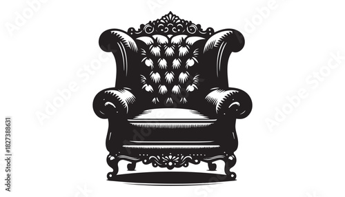 black color armchair silhouette vector illustration, solid white background