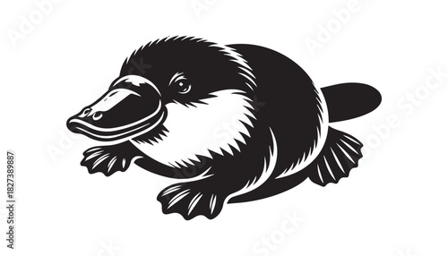 black color African animal silhouette vector illustration, solid white background
