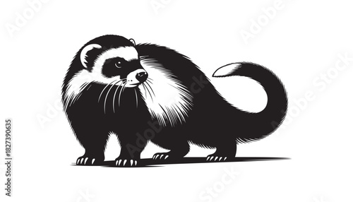 black color African animal silhouette vector illustration, solid white background