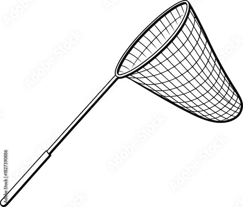 Butterfly Net Outline Vector Illustration.