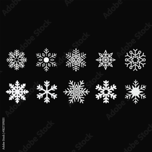 Snowflake pattern illustration on a black winter background