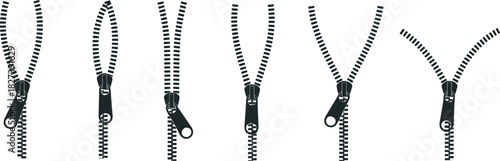 Zipper Collection Black and White Vector Illustrations
