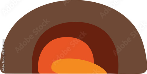 Volcano cross section with magma chamber