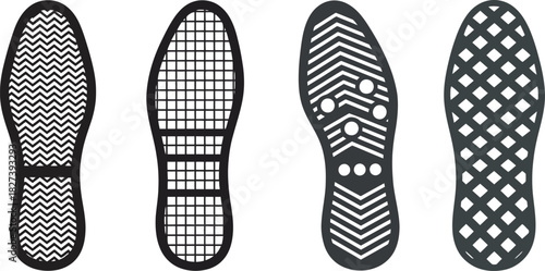 Illustrative Designs of Shoe Soles An Array of Patterns in Black and White