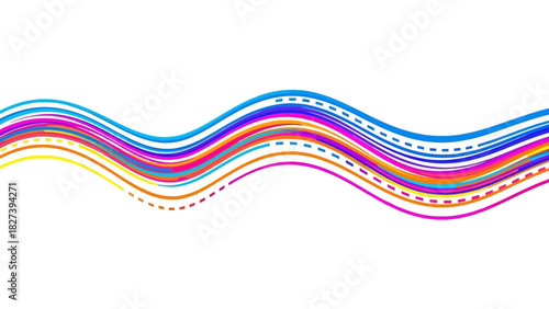 Abstract colorful wavy lines vector design element for backgrounds and modern graphic projects isolated on white