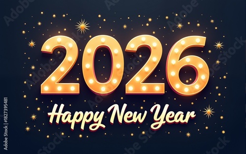 2026 Happy New Year Greeting Card. High quality