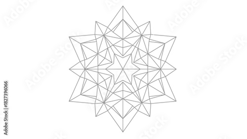 Abstract geometric star illustration complex line art design isolated on white background