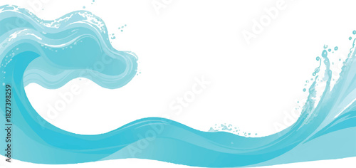 Abstract blue wave illustration flowing water design element isolated on white background