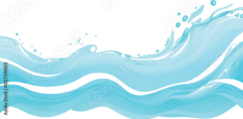 Blue water wave illustration flowing liquid design perfect for backgrounds and aquatic themes