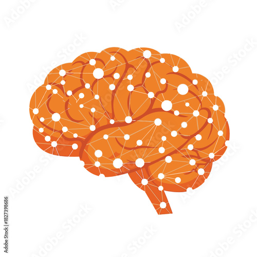 Human brain illustration depicting neural network connections and complex thought processes, representing artificial intelligence, learning, memory, and cognitive function.