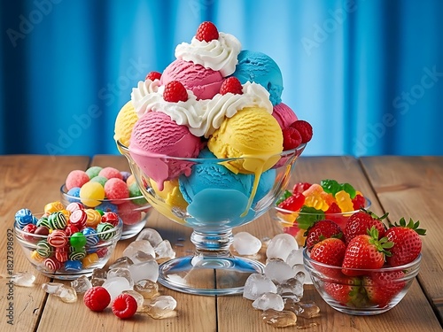 Ice Cream with Fresh Fruits, Healthy Fruit Dessert Recipe, Summer Ice Cream Treat, Fruit and Ice Cream Delight
