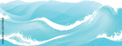 Abstract ocean waves illustration light blue and white color scheme perfect for backgrounds and design elements