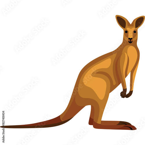 Stylized Illustration of a Brown Kangaroo Standing Against a Transparent Background Realistic Fur Texture and Detailed Anatomy Depicting Australian Wildlife