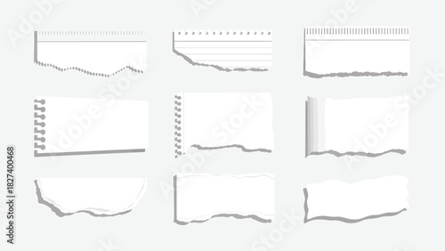 Torn and Ripped Paper Edges Vector Collection Spiral Notebook and Blank Paper Elements