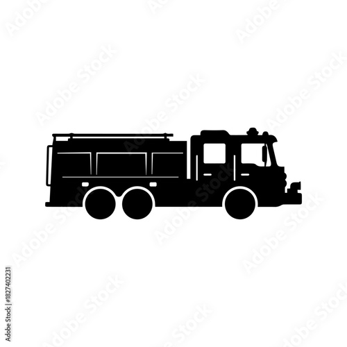 Fire truck silhouette illustration emergency vehicle graphic for rescue missions