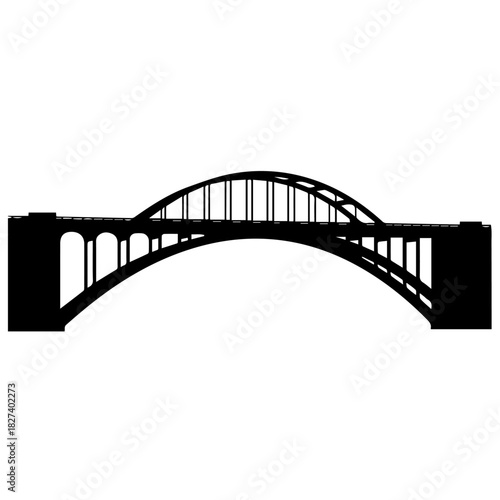 Silhouette of a Detailed Arch Bridge Architecture, Infrastructure, and Transportation
