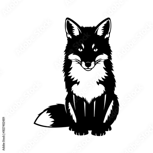 Black and White Fox Illustration A Simple and Stylish Vector Design