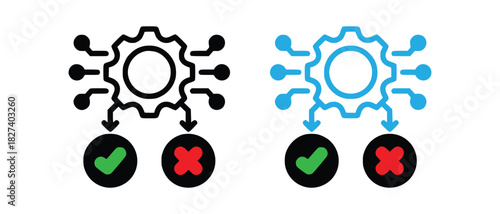 Decision making process icon with check and cross symbols vector