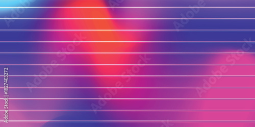 Vibrant abstract background with a colorful gradient of blue, purple, and pink, overlaid with thin, glowing horizontal lines.
