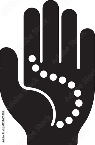 Hand Holding Rosary Beads palm fingers