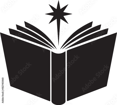 Open Book with Starburst Symbol pages reading