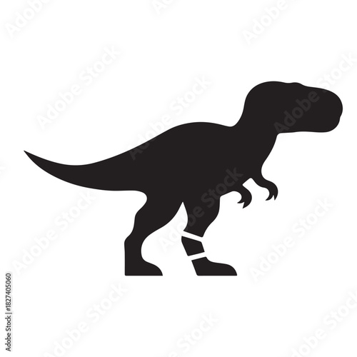 T-Rex Silhouette with Prosthetic Leg – Stylized Dinosaur Vector Symbolizing Adaptation and Resilience