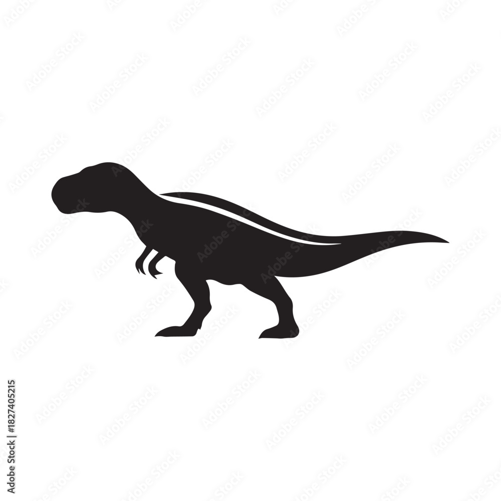 Fototapeta premium tylized T-Rex Silhouette – Modern Dinosaur Vector with Curved Backline and Walking Pose