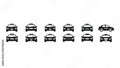 Taxi cab silhouette icons set isolated on white background, Vector
