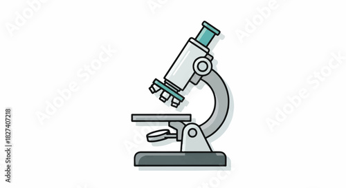 Cartoon Microscope Used in Science Lab for Education and Research Activities.