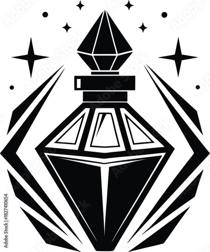 Stylized Gemstone Potion Bottle With Geometric Rays