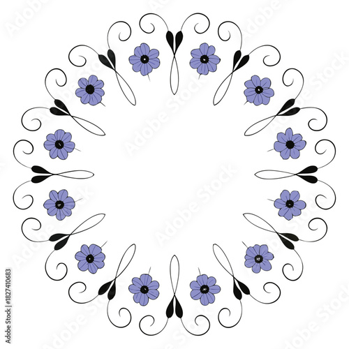 Floral mandala wreath with poppies and cornflowers