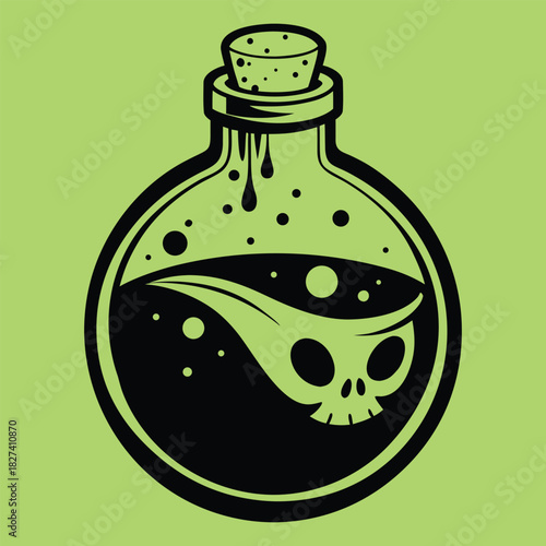 Skull Shaped Potion Bottle With Cork liquid