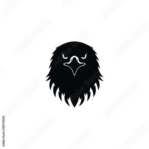 Bold eagle head silhouette with sharp beak and intense gaze