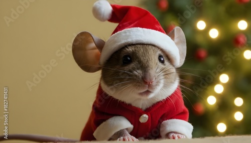 a cute mouse wearing a santa hat