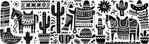 Festive Mexican Fiesta: A Black and White Celebration of Culture.