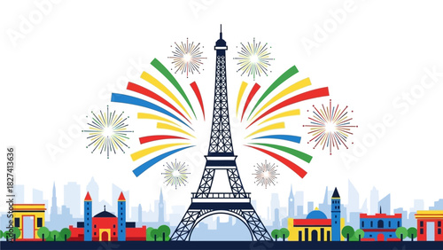 Showcasing a vibrant urban landscape and celebratory spirit, symbolizing the potential for a thriving global digital business model and innovative market expansion