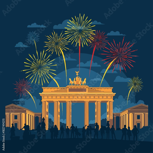 Berlin Brandenburg Gate Fireworks Digital Business Model Celebratory Night Spectacle for a New Era